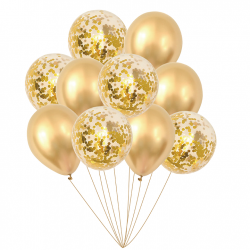 Balony metaliczne i ze złotym konfetti 10 szt