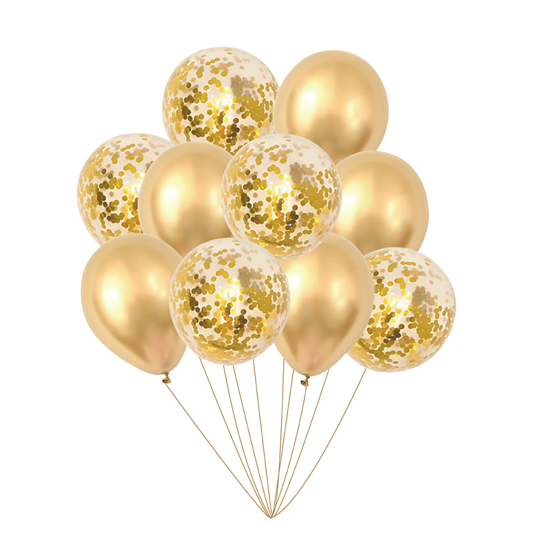 Balony metaliczne i ze złotym konfetti 10 szt - 1