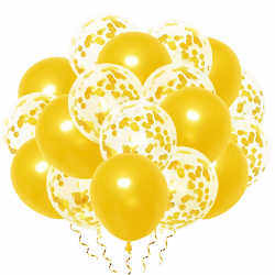 Balony metaliczne ze złotym konfetti lateks 20szt