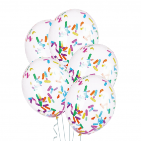 Balony z kolorowym podłużnym konfetti lateks 5szt - 1