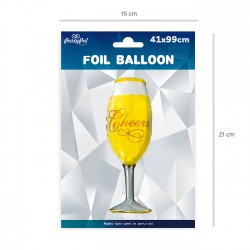 Balon foliowy kieliszek szampana Cheers żółty 99cm - 2