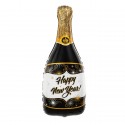Balon foliowy Szampan Happy New Year czarny 100cm - 1