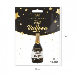 Balon foliowy Szampan Happy New Year czarny 100cm - 2