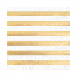 Serwetki papierowe białe w złote paski 10szt