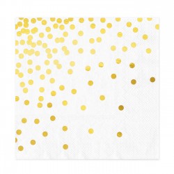 Serwetki papierowe białe w złote kropki 10szt - 1