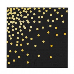Serwetki papierowe czarne w złote kropki 10szt - 1