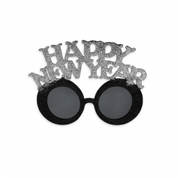 Okulary ze srebrnym napisem Happy New Year 15cm