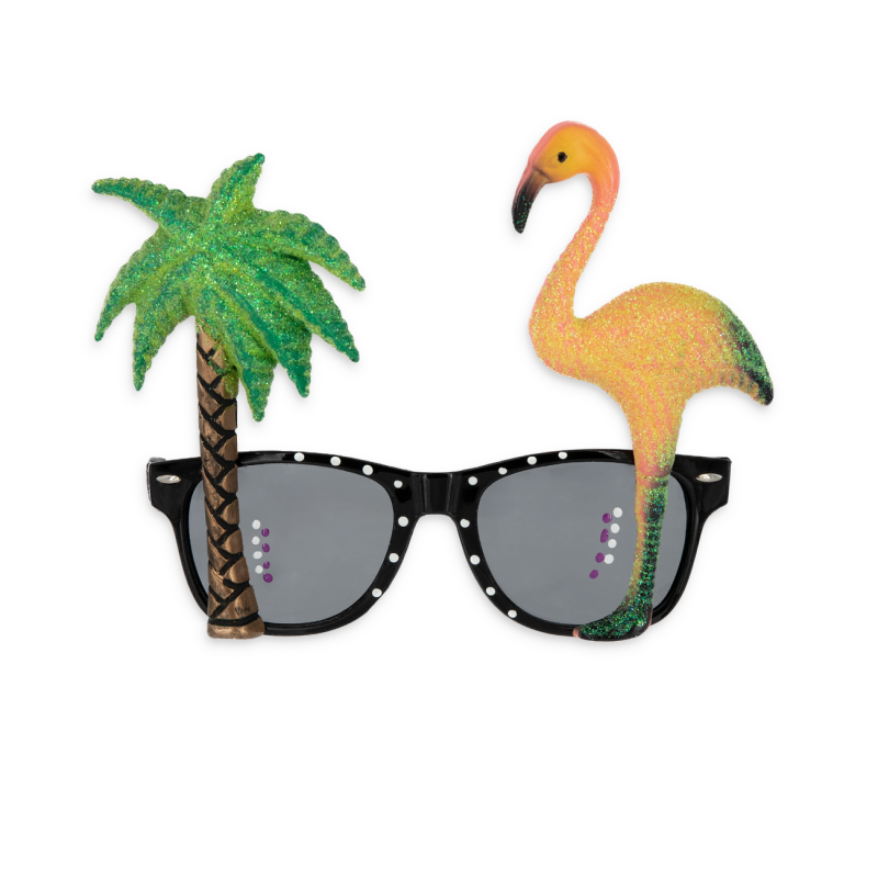 Okulary dziecięce tropikalne palma flaming czarne - 1