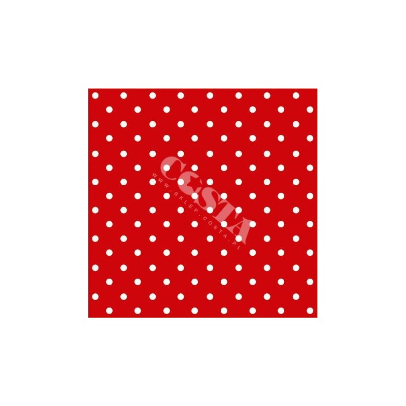 Serwetki papierowe jednorazowe czerwone w kropki 33x33cm 20szt - 1