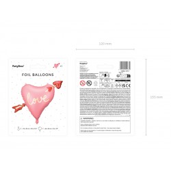 Balon foliowy serce ze strzałą różowe Walentynki - 2