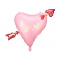Balon foliowy serce ze strzałą różowe Walentynki - 1