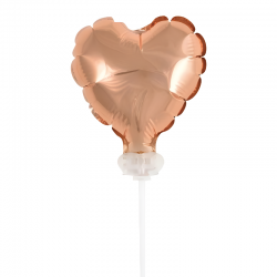 Balon foliowy na patyczku serce różowe złoto - 1