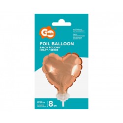Balon foliowy na patyczku serce różowe złoto - 2