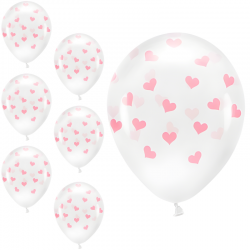 Balony lateksowe w pudrowo-różowe serca 6szt