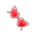 Balon foliowy duże okulary serca różowe 116cm - 1