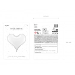 Balon foliowy w kształcie serca białe matowe - 2