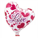 Balon foliowy w kształcie serca z różowymi wzorami - 1
