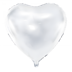 Balon foliowy metalizowany duże serce białe 60cm