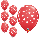 Balony lateksowe czerwone w białe serca 6szt - 1