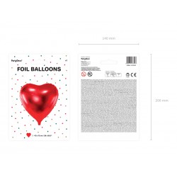 Balon foliowy duże serce czerwone Walentynki 73cm - 4
