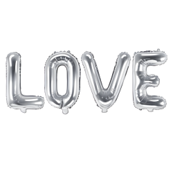 Balony foliowe baner napis LOVE srebrny 140cm - 1