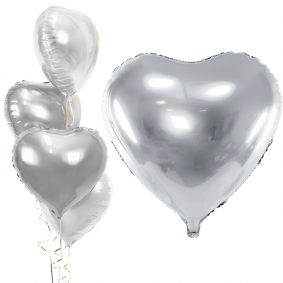 Balon foliowy metaliczny serce srebrny 45 cm - 1