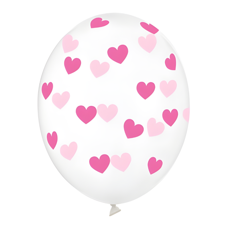 Balony lateksowe transparentne serca różowe 50szt - 2