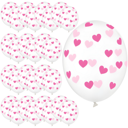 Balony lateksowe transparentne serca różowe 50szt - 1
