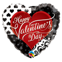 Balon foliowy serce czarno-białe Walentynki 45cm - 1