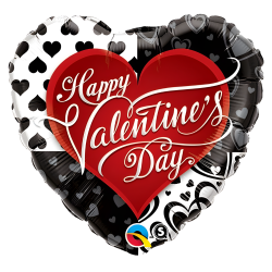 Balon foliowy serce czarno-białe Walentynki 45cm
