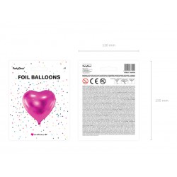 Balon foliowy metalizowany serce ciemny róż 45 cm - 3