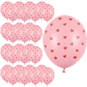 Balony lateksowe różowe w czerwone serca 50szt - 1