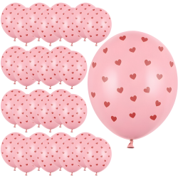 Balony lateksowe różowe w czerwone serca 50szt