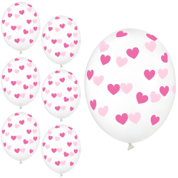 Balony lateksowe transparentne różowe serca 6szt - 1