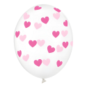 Balony lateksowe transparentne różowe serca 6szt - 2