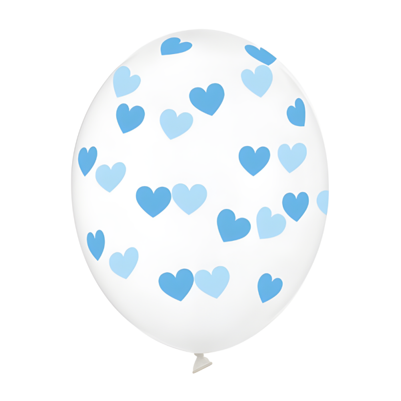 Balony lateksowe transparentne błękitne serca 6szt - 2