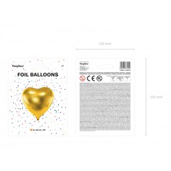 Balon foliowy metalizowane serce złote 45 cm - 2