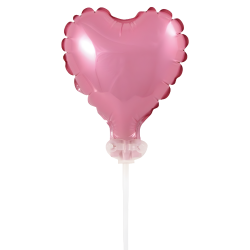 Balon foliowy na patyczku małe serce różowe 8cm