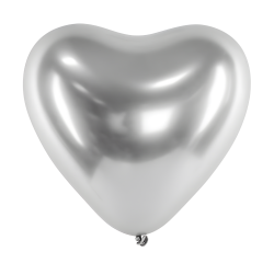 Balony lateksowe glossy serca srebrne 30cm 50szt - 2