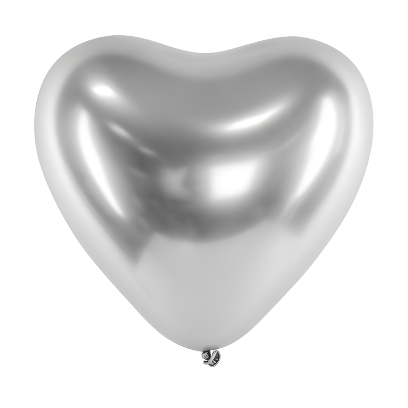 Balony lateksowe glossy serca srebrne 30cm 50szt - 2