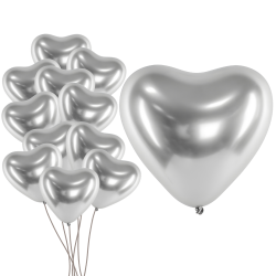 Balony lateksowe glossy serca srebrne 30cm 50szt - 1