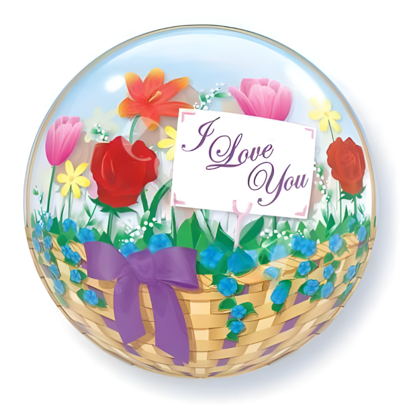 Balon okrągły w kwiaty wiosenny Walentynki 55cm - 1