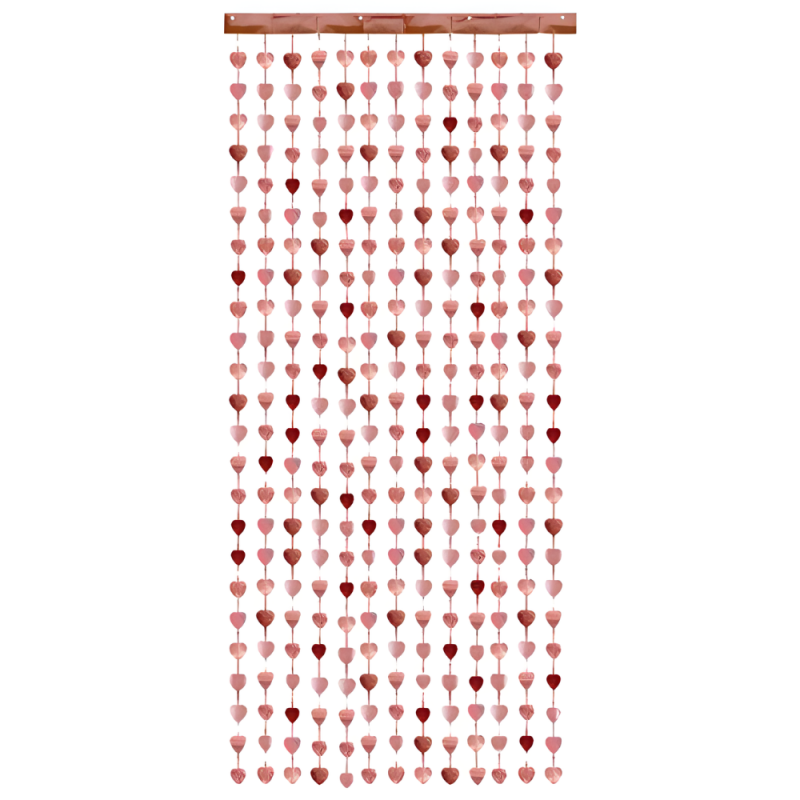 Kurtyna ścianka foliowa w serca różowo-złote 245cm - 1