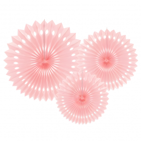 Rozety papierowe dekoracyjne pudrowy róż 3szt - 1