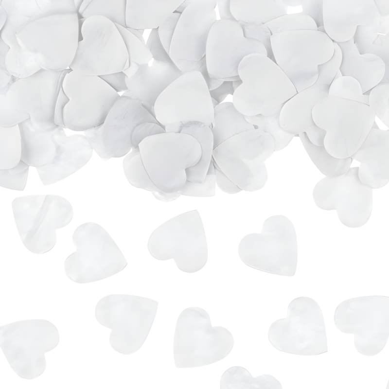 Konfetti serca serduszka białe bibuła weselne 15g - 1