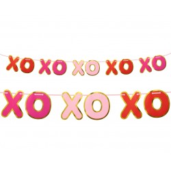 Girlanda baner papierowa XOXO czerwony różowy 2m - 3
