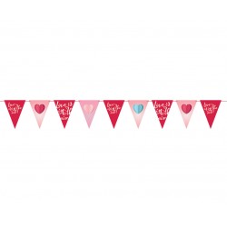 Girlanda baner flagi papierowe różowe Walentynki