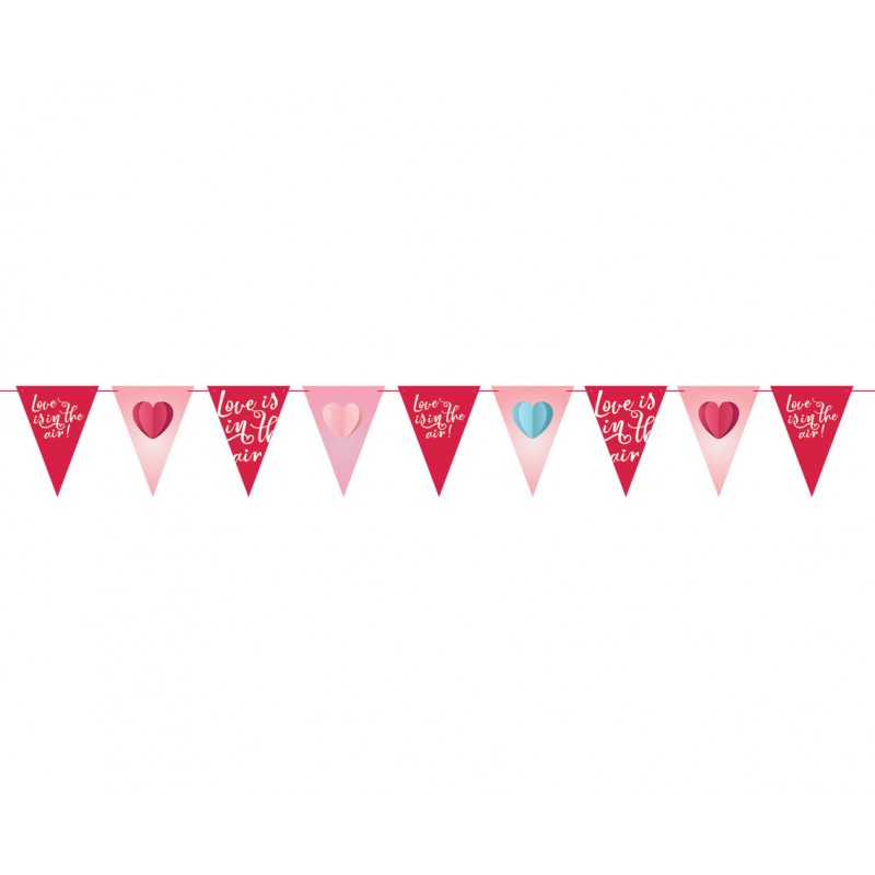 Girlanda baner flagi papierowe różowe Walentynki - 1
