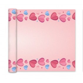 Papierowy bieżnik na stół różowy serca Walentynki - 1