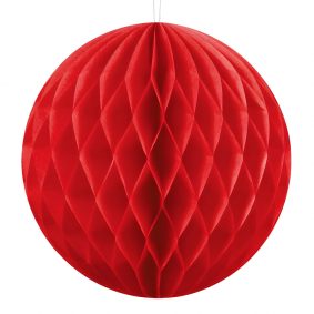 Kula wisząca dekoracja bibułowa czerwona 10cm - 1